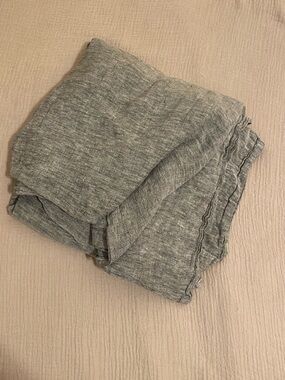 Brooklinen Heather Gray Linen Flat Queen Sheet.